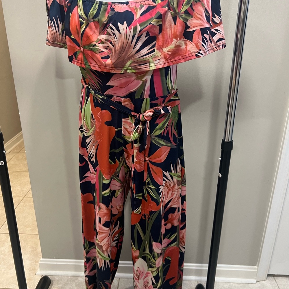 Tropical Floral Off-Shoulder Jumpsuit